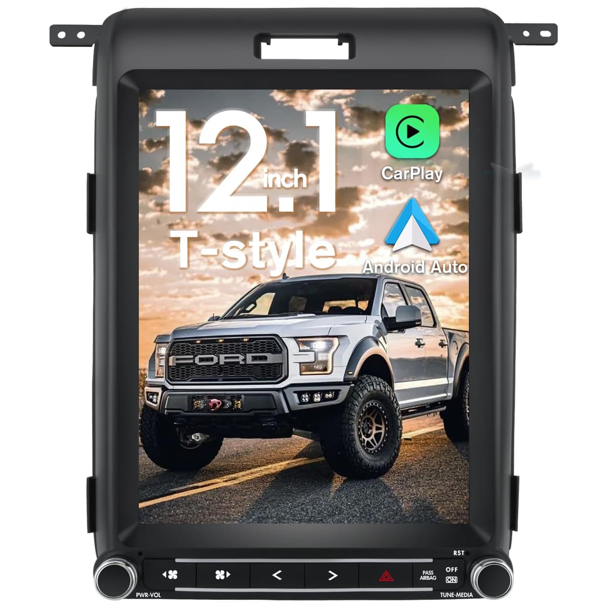 Vratzn Stereo para Auto Android 13 para Ford F150 2013 2014 Pantalla Táctil 12.1 pulgadas CPU 8 núcleos Compatible con CarPlay Android Auto Reproductor Multimedia