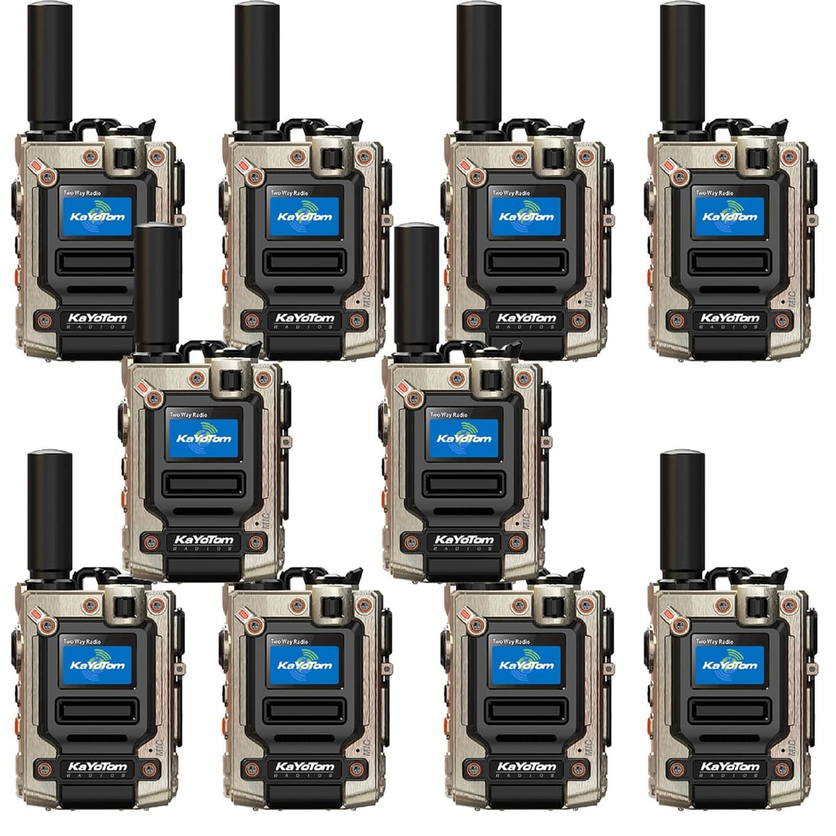 KaYoTom Nationwide Walkie Talkie PoC PTT Global 4G LTE FCC, Duradero con Linterna y Larga Batería 10-PACK
