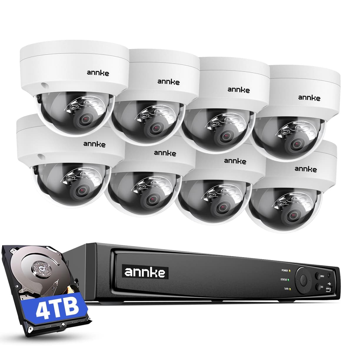 ANNKE Sistema PoE 4K 16CH con NVR 12MP y 8 cámaras IP 8MP H800