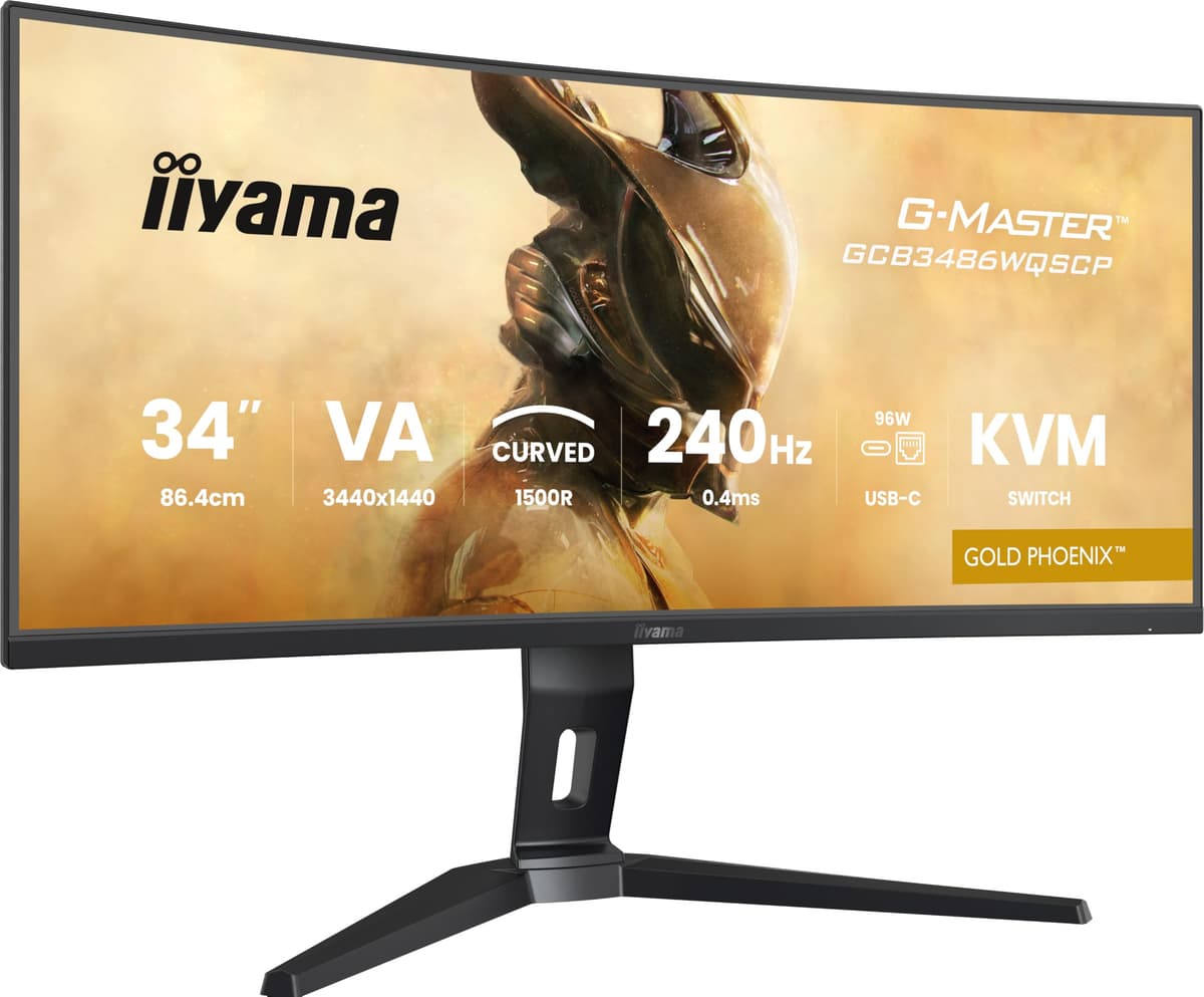 iiyama G-Master GCB3486WQSCP-B1 34" 240Hz Curved UWQHD 3440x1440 0.4ms FreeSync Premium, 2x HDMI 2.1, DP, USB-C 95W PD, KVM
