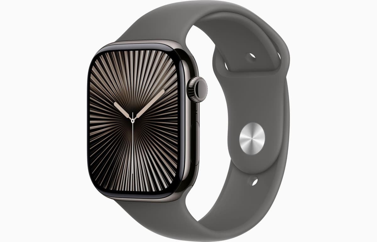 Apple Watch Series 10 [GPS, 42 mm] - Caja de Titanio Slate con Correa Deportiva Stone Gray, M/L (Reacondicionado) A3001