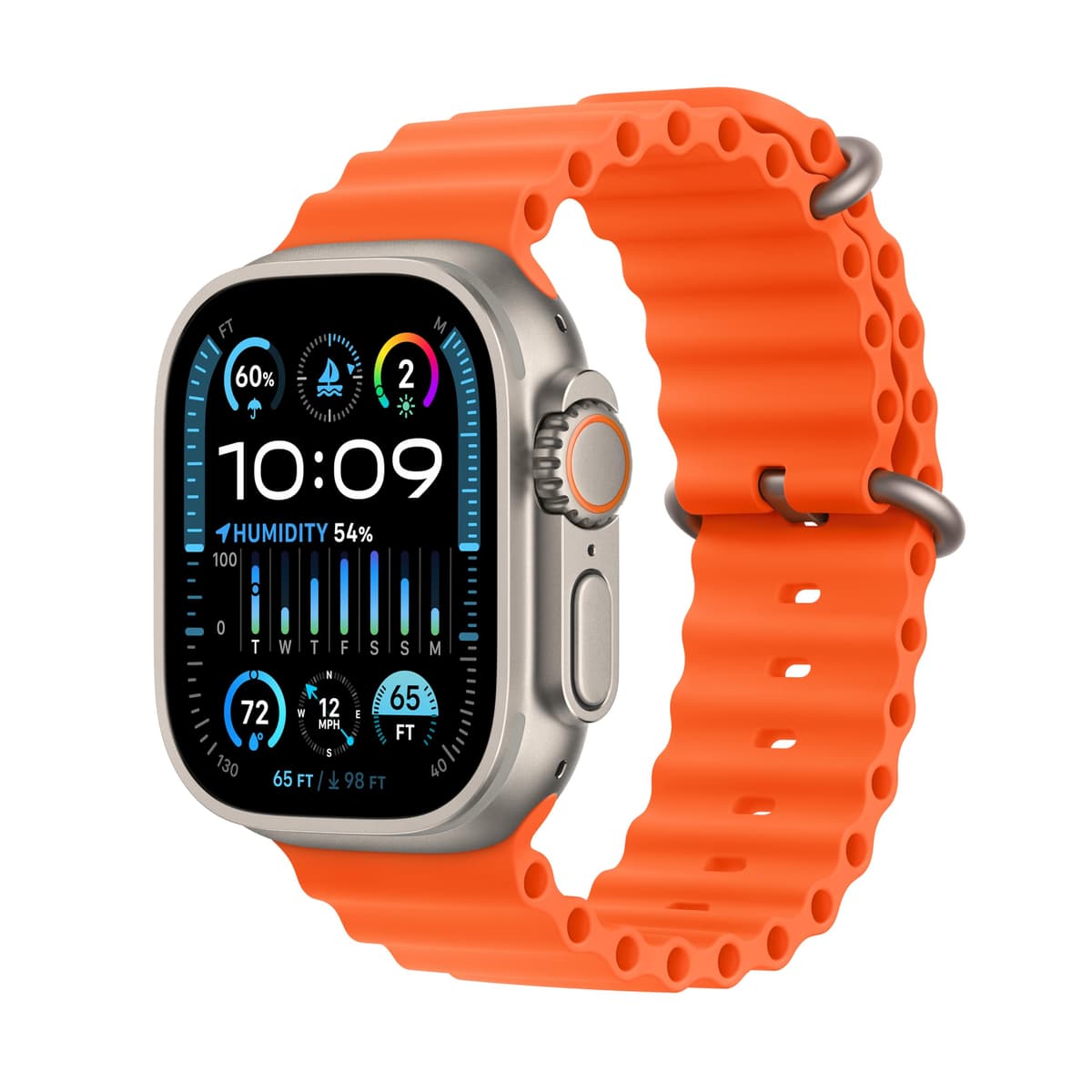 Apple Watch Ultra 2 [GPS + Cellular, 49 mm] - Caja de titanio con correa Orange Ocean, talla única (reacondicionado) MREH3LW/A