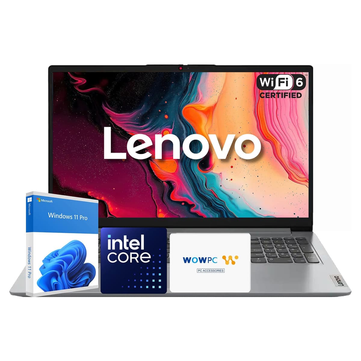 Lenovo Laptop | Intel Core | Pantalla antirreflejo de 15.6" | 1 año de Office 365 | 12GB RAM | 256GB SSD + 128GB eMMC | 1TB de almacenamiento en la nube | Batería de 11 horas | Windows 11 Pro | Wi-Fi 6 | USB de recuperación WOWPC Ideapad