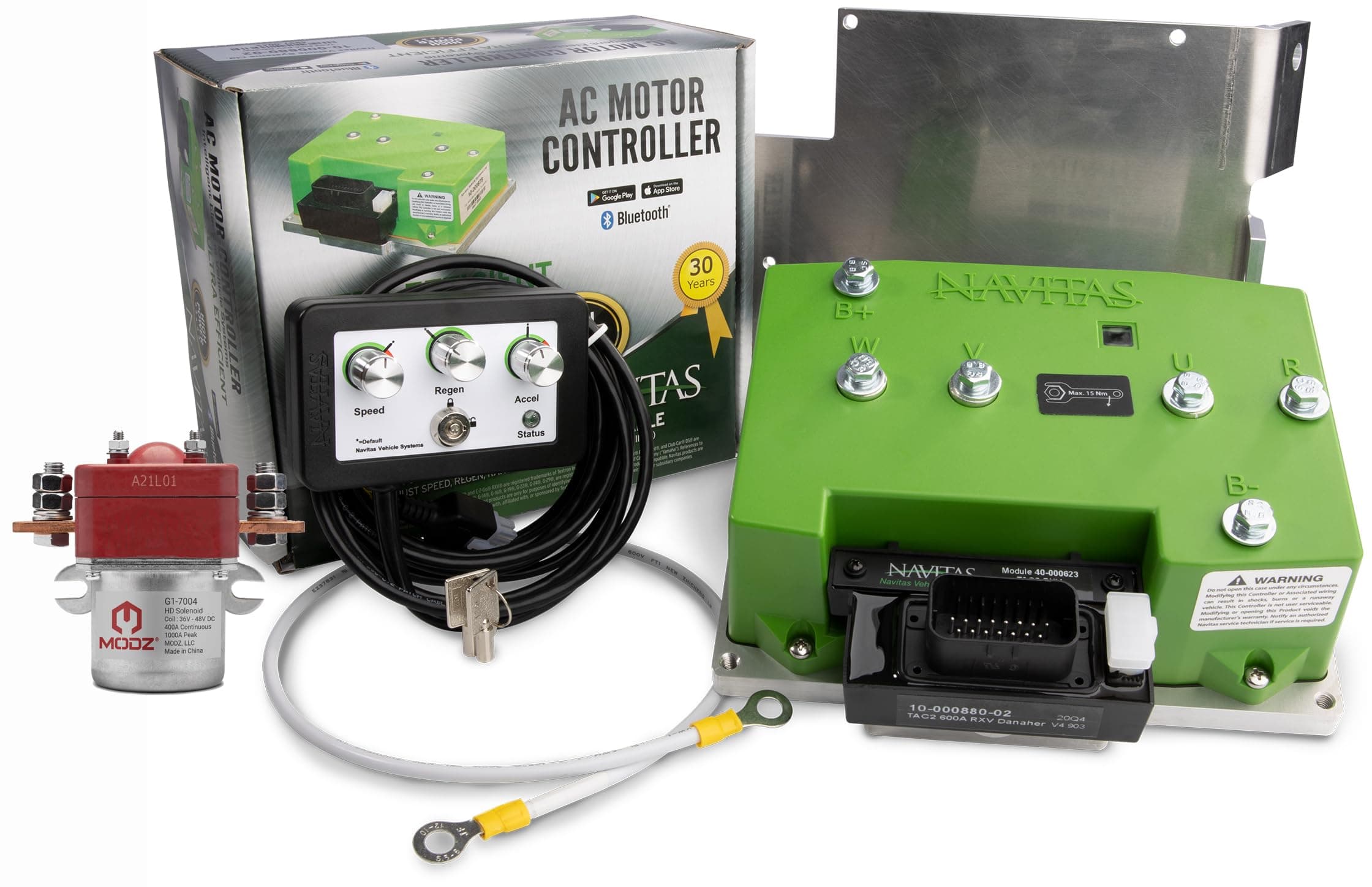 Controlador AC Navitas 600A para EZGO RXV con programador On-The-Fly y solenoide MODZ (Danaher) 10-000881-02+G1-7004