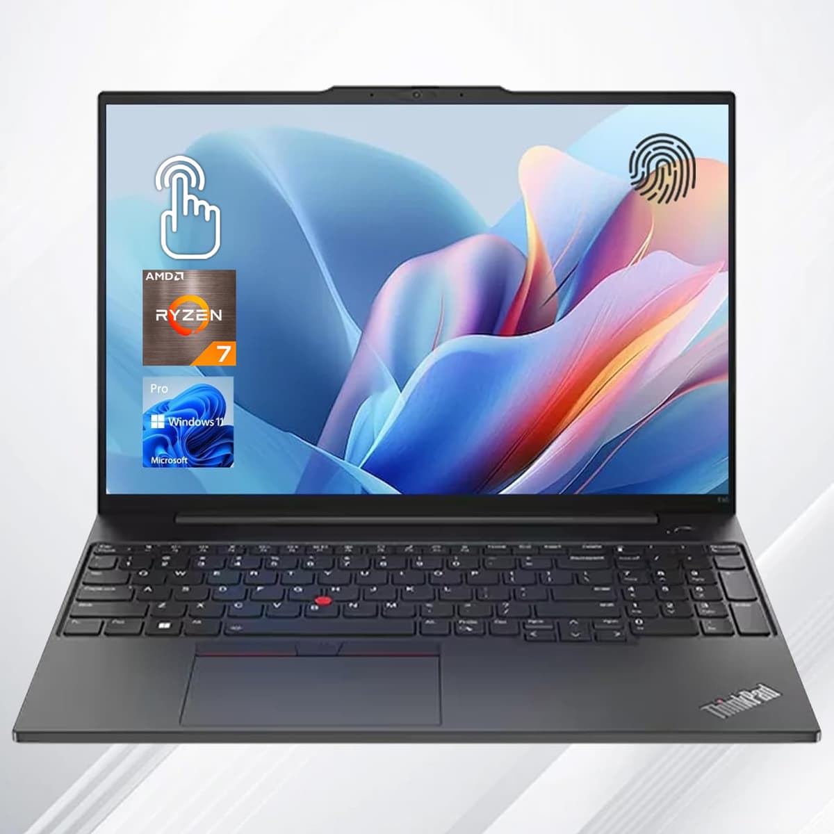 Laptop empresarial Lenovo ThinkPad E16, pantalla táctil 16" FHD+, AMD Ryzen 7 7735U, 24GB RAM, 1TB SSD, sensor de huellas, teclado retroiluminado, webcam, HDMI, Wi-Fi 6, Windows 11 Pro, negro ThinkPad E16 Gen 2