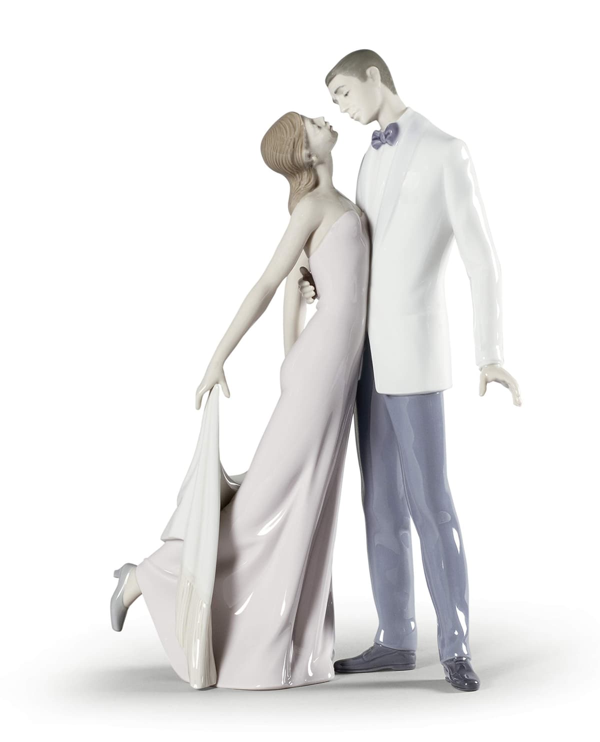 LLADRÓ Figura Lovers Happy Anniversary, porcelana brillante, traje nupcial 1006475
