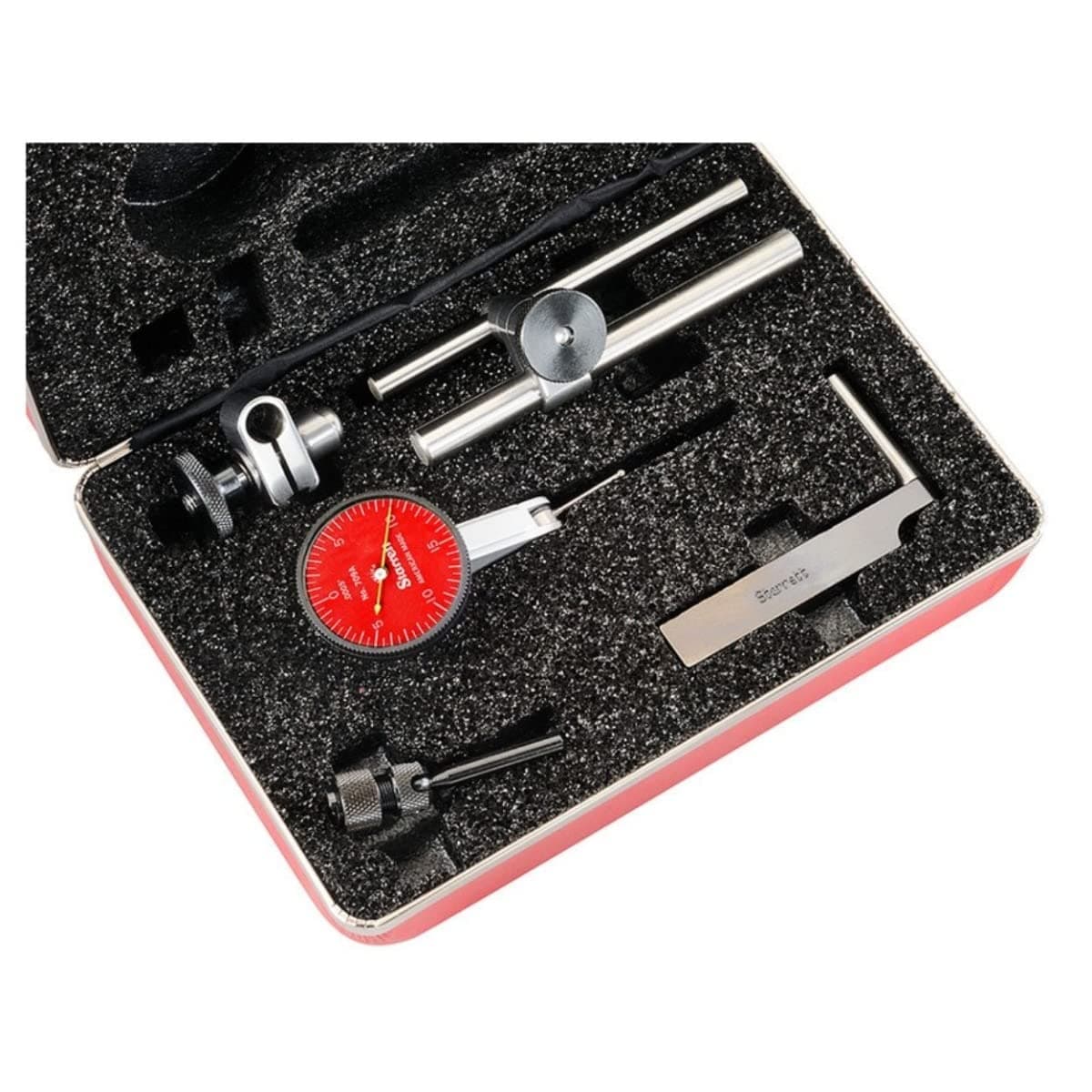 Starrett R709ACZ Indicador de Prueba Dial con Montaje en Cola de Milano y Accesorios - Cara Roja