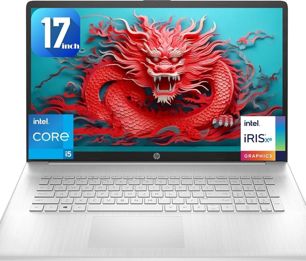 HP 17.3” Laptop táctil con procesador Intel Core i5 de 10 núcleos | Teclado retroiluminado y lector de huellas | Intel Core i5-1334U de 13ª generación, gráficos Iris Xe | 32GB RAM, 1TB SSD | Windows 11 Home y Microsoft 365 Web de por vida sin mouse