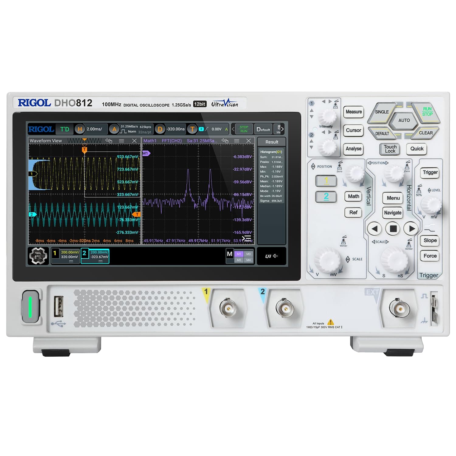 RIGOL DHO812 Osciloscopio Digital 100MHz 12-bit 1.25 GSa/s 2 Canales