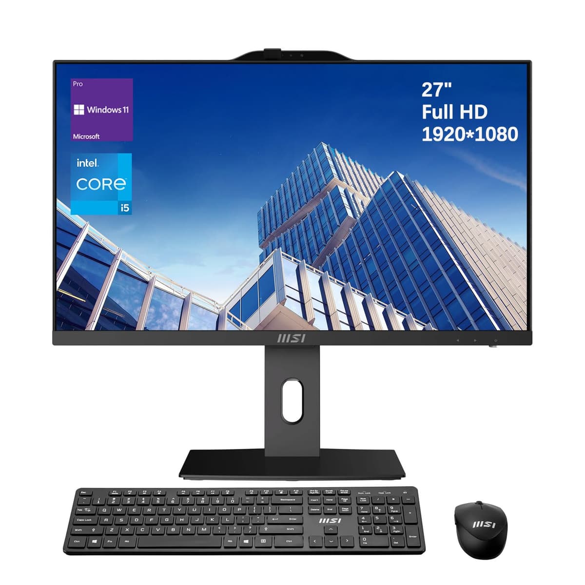 msi PRO AP272P All-in-One Empresarial de 27" IPS FHD 100Hz con Cuidado Visual, Intel Core i5-14400, 64GB DDR5, 1TB SSD, Webcam IR FHD, Wi-Fi 6E, HDMI, DP, Teclado y Mouse Inalámbricos, Windows 11 Pro AP272P 14M
