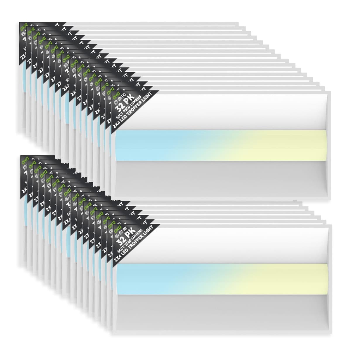 OKQ 2x4 LED Troffer Center Basket Panel 32Pack Color Tunable 30W/40W/50W 2x4 LED Troffer Light 32Pack