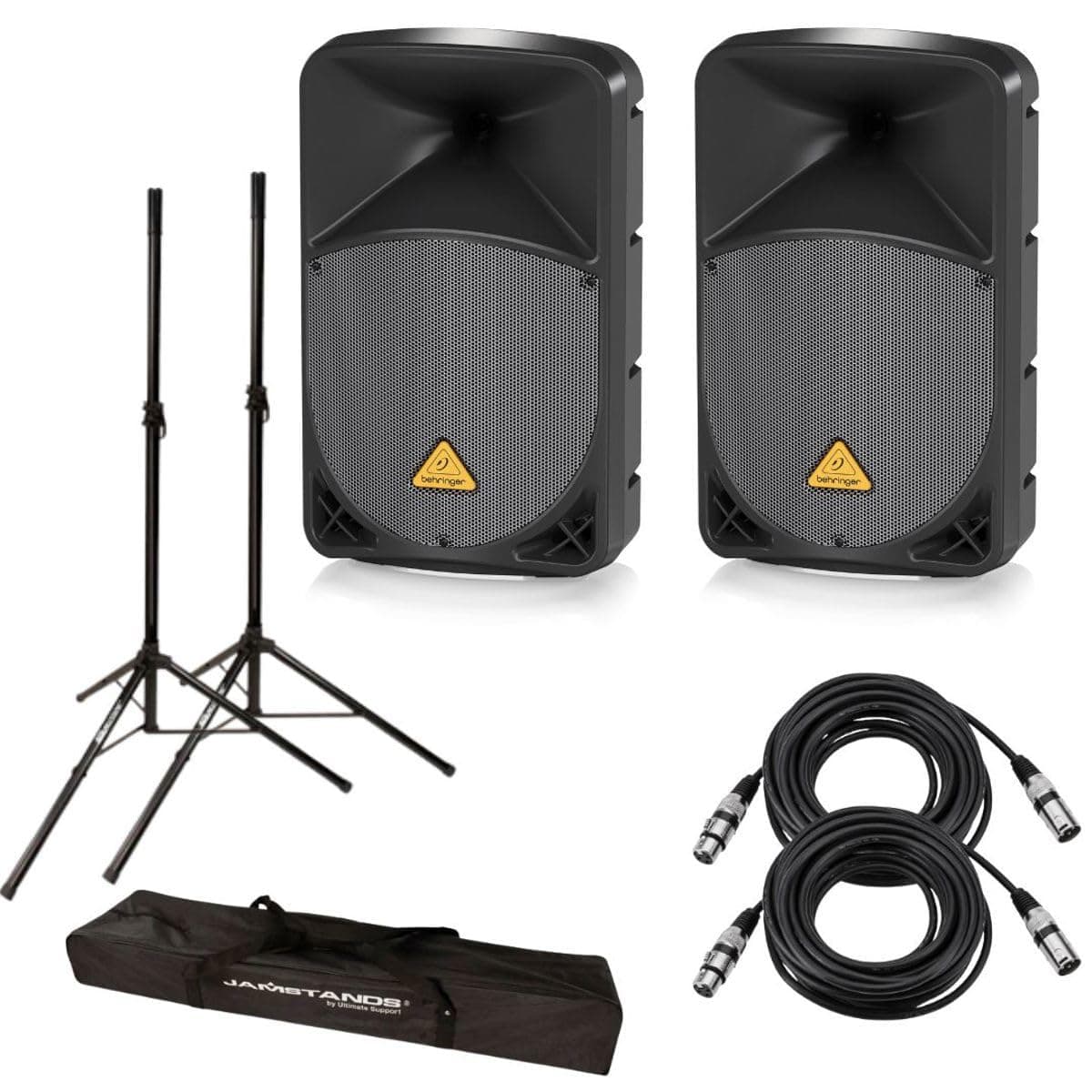Behringer EUROLIVE B112D Paquete 2x Bafles Activos 12" 1000W con Soportes y Cables B112D A