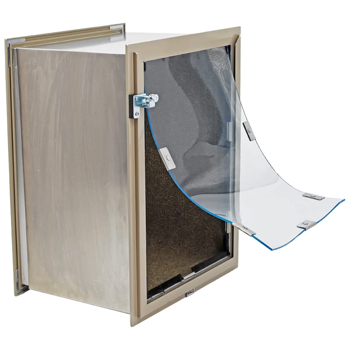 Puerta para Mascotas Hale, Modelo de Pared | Para Gatos y Perros | Túnel Ajustable para Paredes de Hasta 10" de Ancho | Doble Solapa de Vinilo Eficiente Energéticamente | Cubierta de Seguridad con Cerradura | Requiere Instalación Profesional | Esquinas de Acero 845081040701