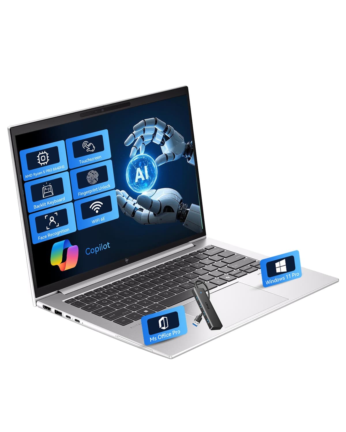 HP EliteBook 845 G11 Touchscreen, AMD Ryzen 5 PRO 8640HS, 32GB DDR5, 1TB SSD, 14" WUXGA 17-cp3322nr