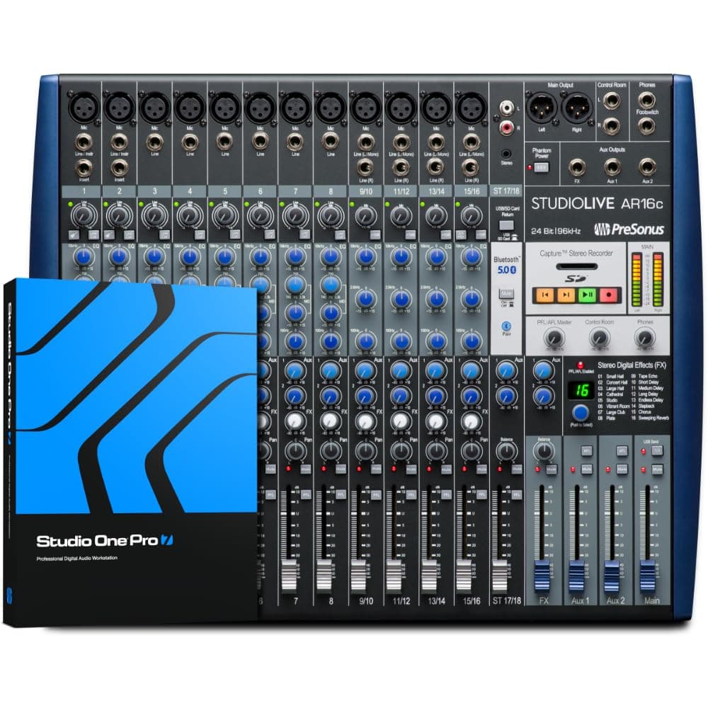 Consola analógica PreSonus StudioLive AR16c con software Studio One Pro SLMAR16c