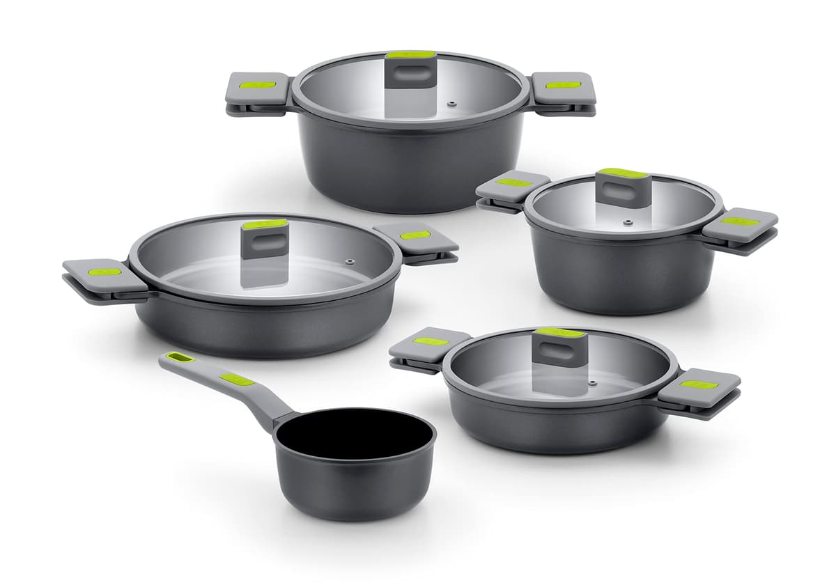 BRA LIFE Set de Cocina 9 Piezas Aluminio Fundido 100% Reciclado con Antiadherente Cerámico A529901