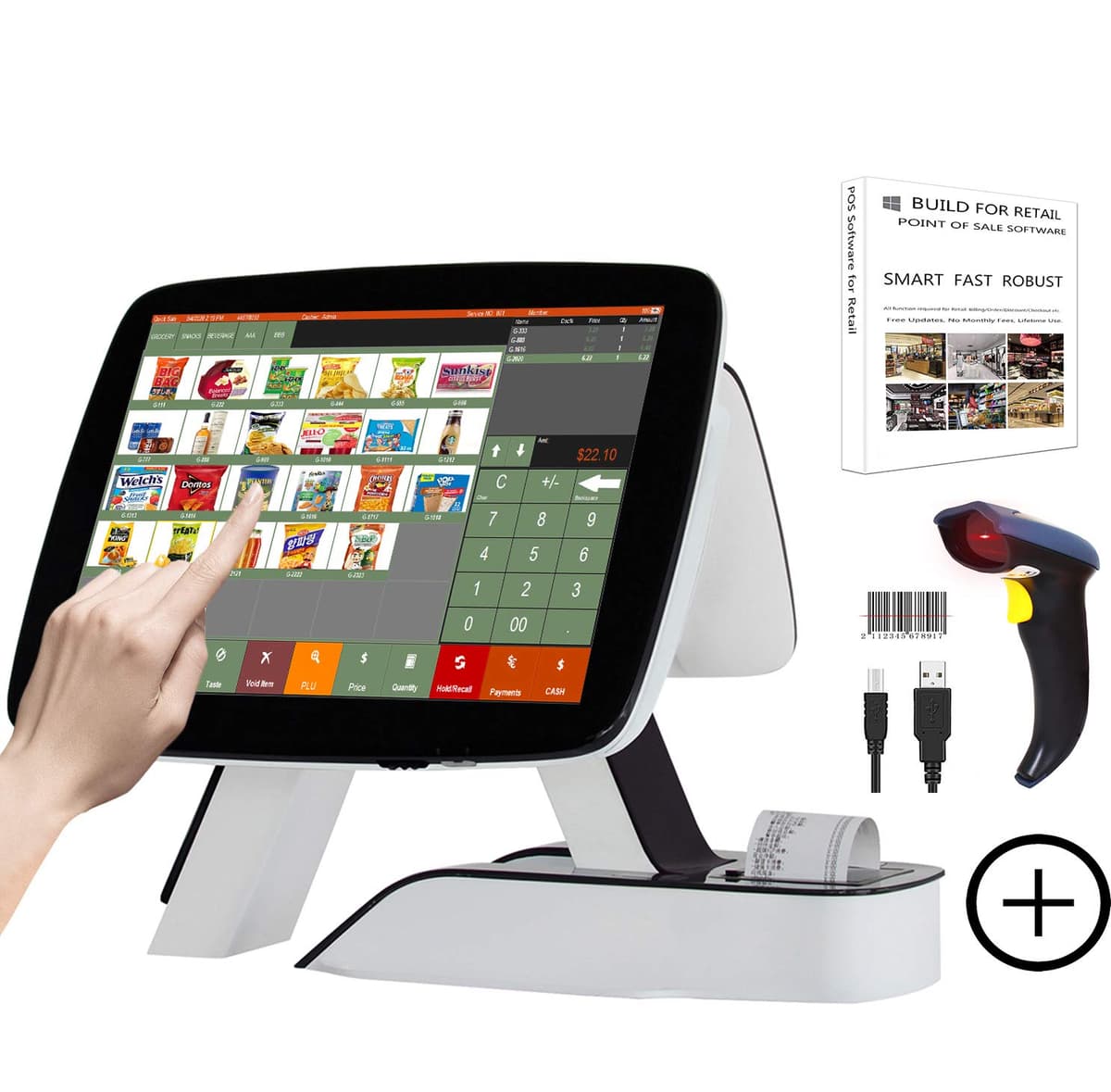 ZHONGJI Caja Registradora Touch Screen con Impresora Térmica Integrada y Software POS ZHONGJI-A7CP