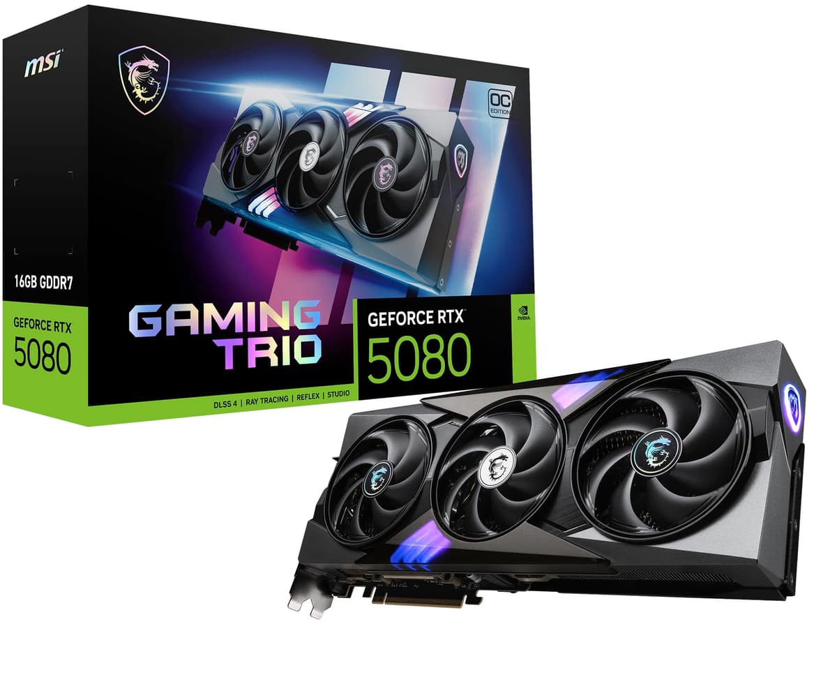 MSI Gaming RTX 5080 16G Gaming Trio OC Placa de Video (16GB GDDR7,256-bit) V531-005R