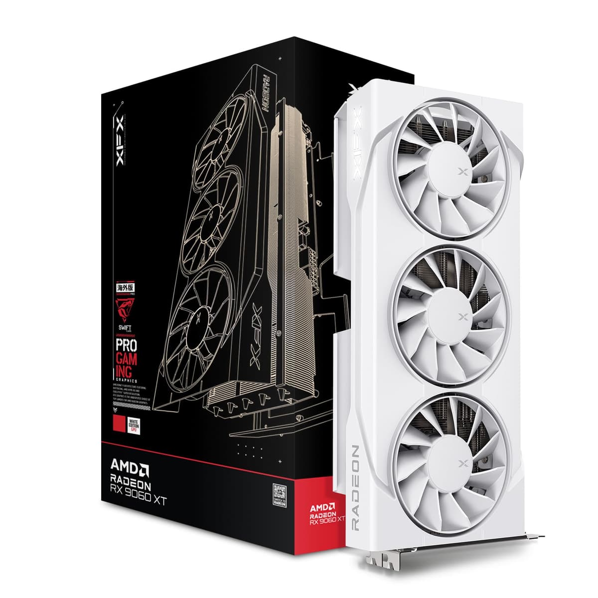 XFX Swift AMD Radeon RX 9060 XT OC Blanca Triple Ventilador Edición Gaming 16GB RX 9060XT RX-96TS316W7