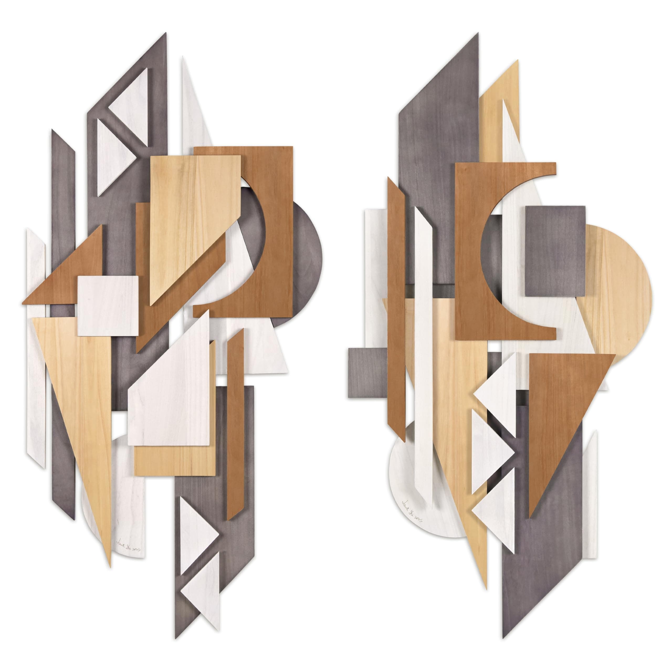 Empire Art Direct Moonlit Mist I & II - Díptico escultórico de madera maciza hecho y acabado a mano