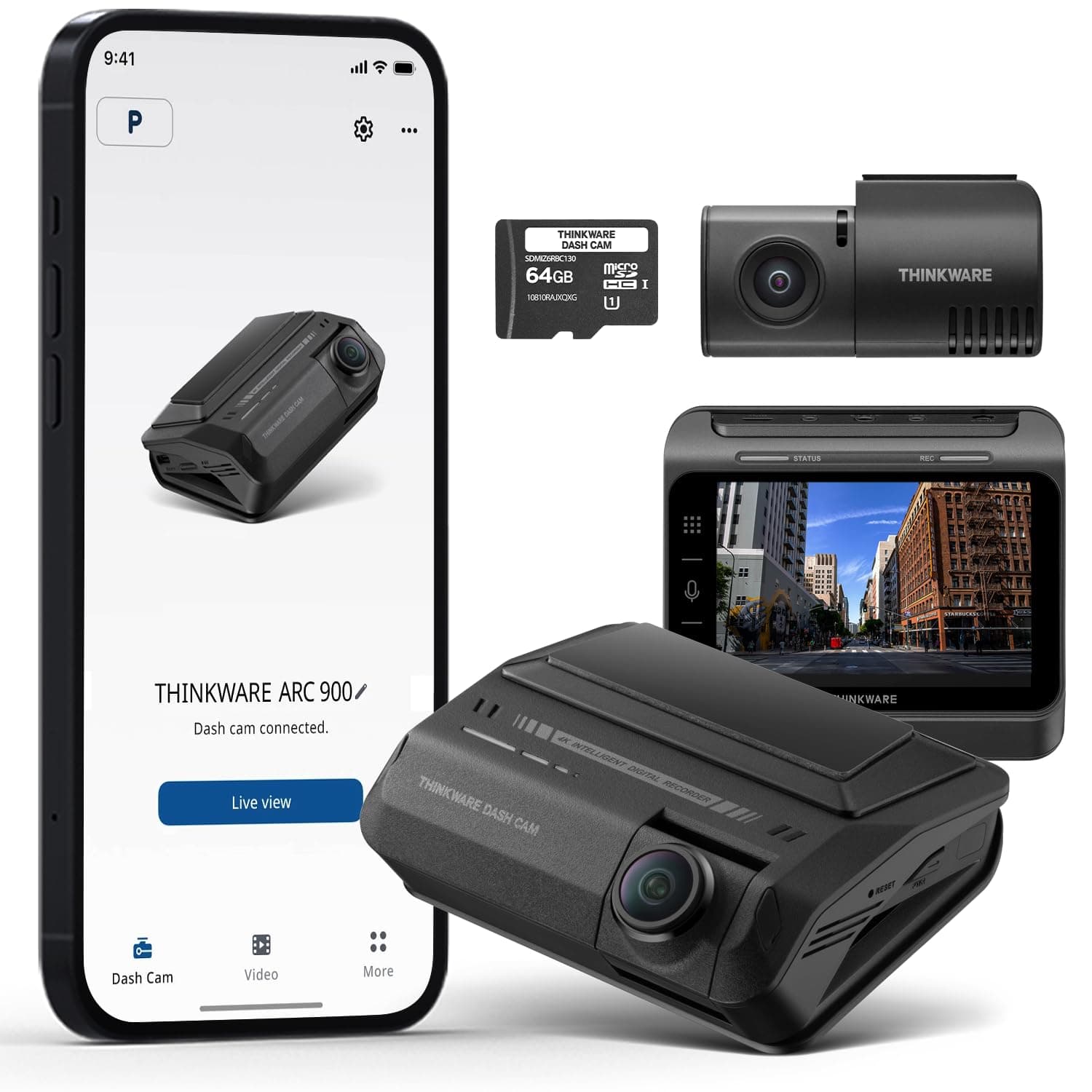 THINKWARE ARC 900 2CH Dash Cam - 4K Frontal y 2K Trasera, Dual STARVIS 2, HDR, GPS TW-ARC900D