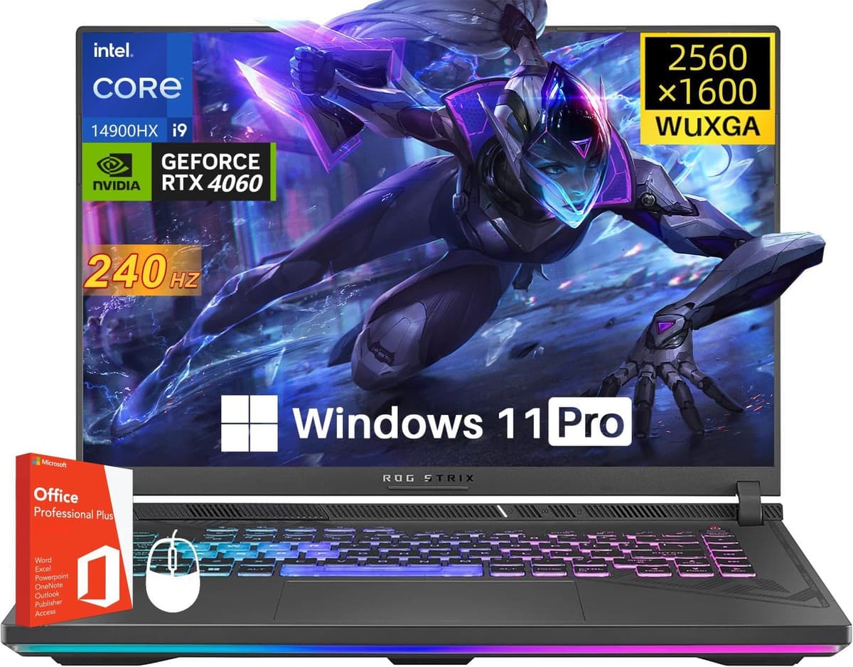 ASUS ROG Strix G16 Gaming Laptop 16" QHD+ 240Hz Intel i9-14900HX RTX 4060 32GB DDR5 2TB SSD Windows 11 Pro + Office Lifetime G614JVR-ES94
