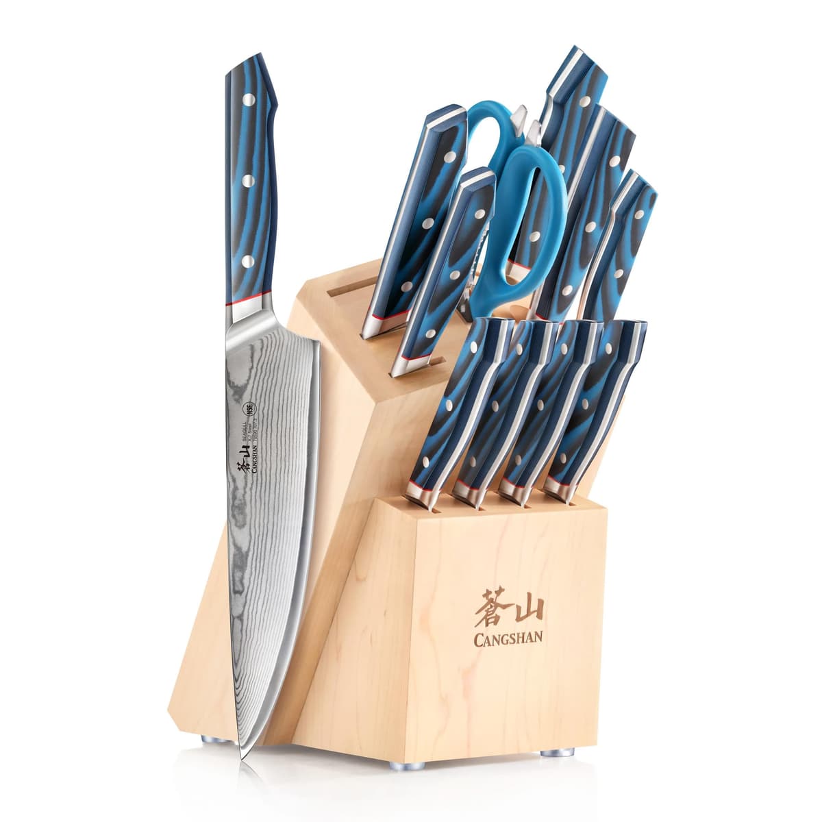 Cangshan Seagull Juego de Cuchillos 12 piezas en bloque de maple X-7 (503916)