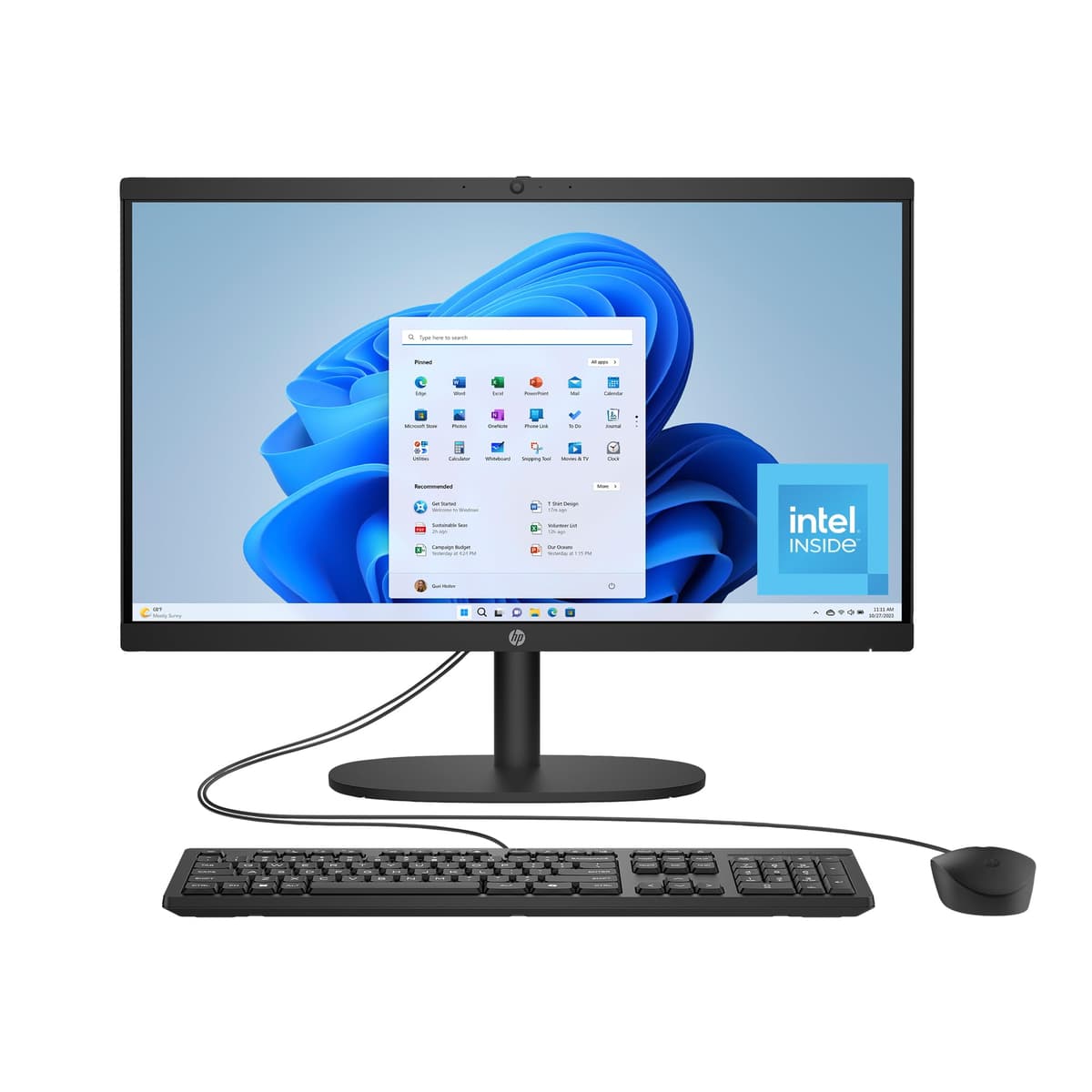 HP PC Todo en Uno de 21.45 pulgadas, Pantalla FHD, Procesador Intel N200, 8 GB RAM, 512 GB SSD, Gráficos Intel UHD, Windows 11 Home, Negro Azabache, 22-dg0340 (2025) B9KP5AA#ABA