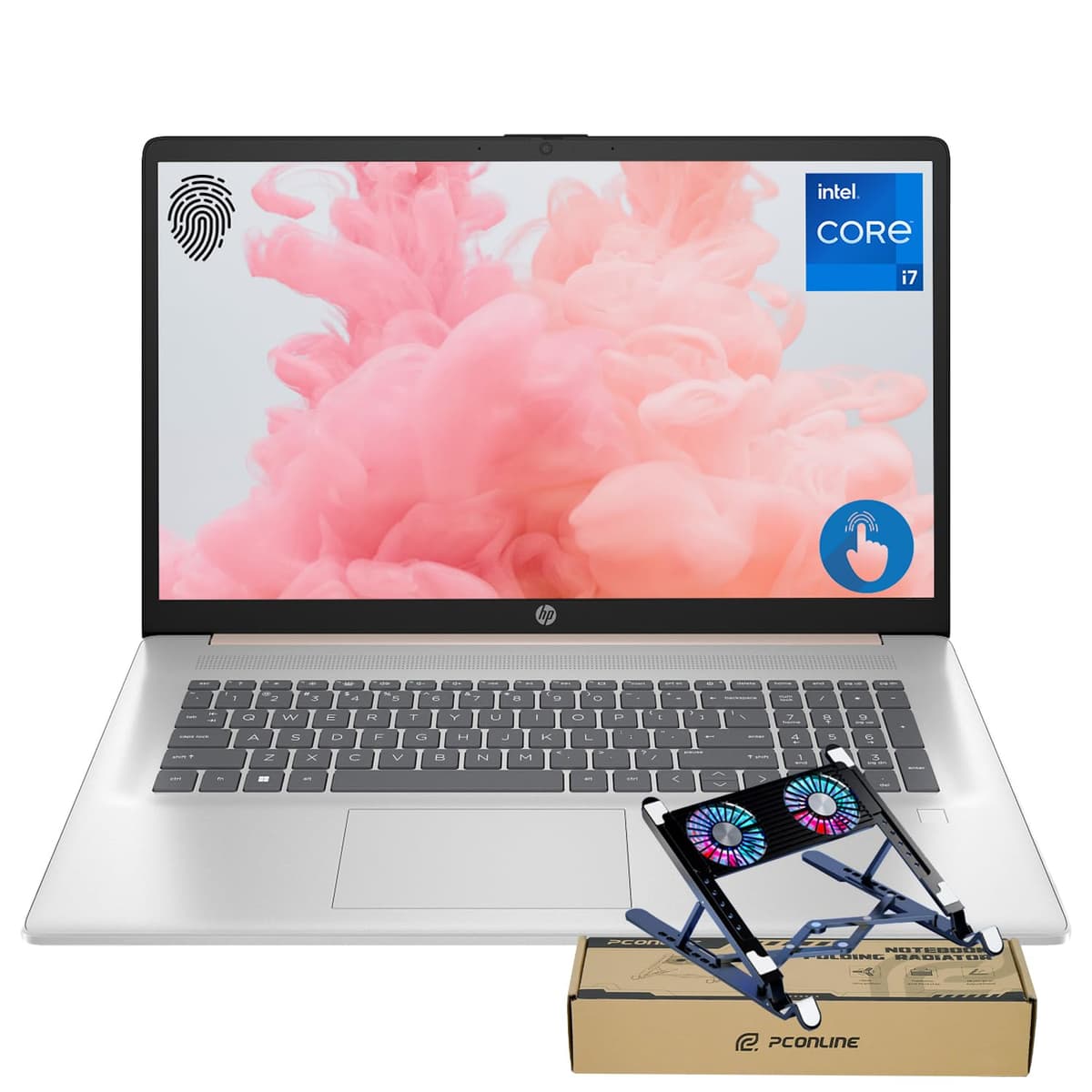HP Premium 17.3" Touchscreen i7-1355U, 32GB RAM, 2TB SSD, Pale Rose Gold - Bundle TPN-I139
