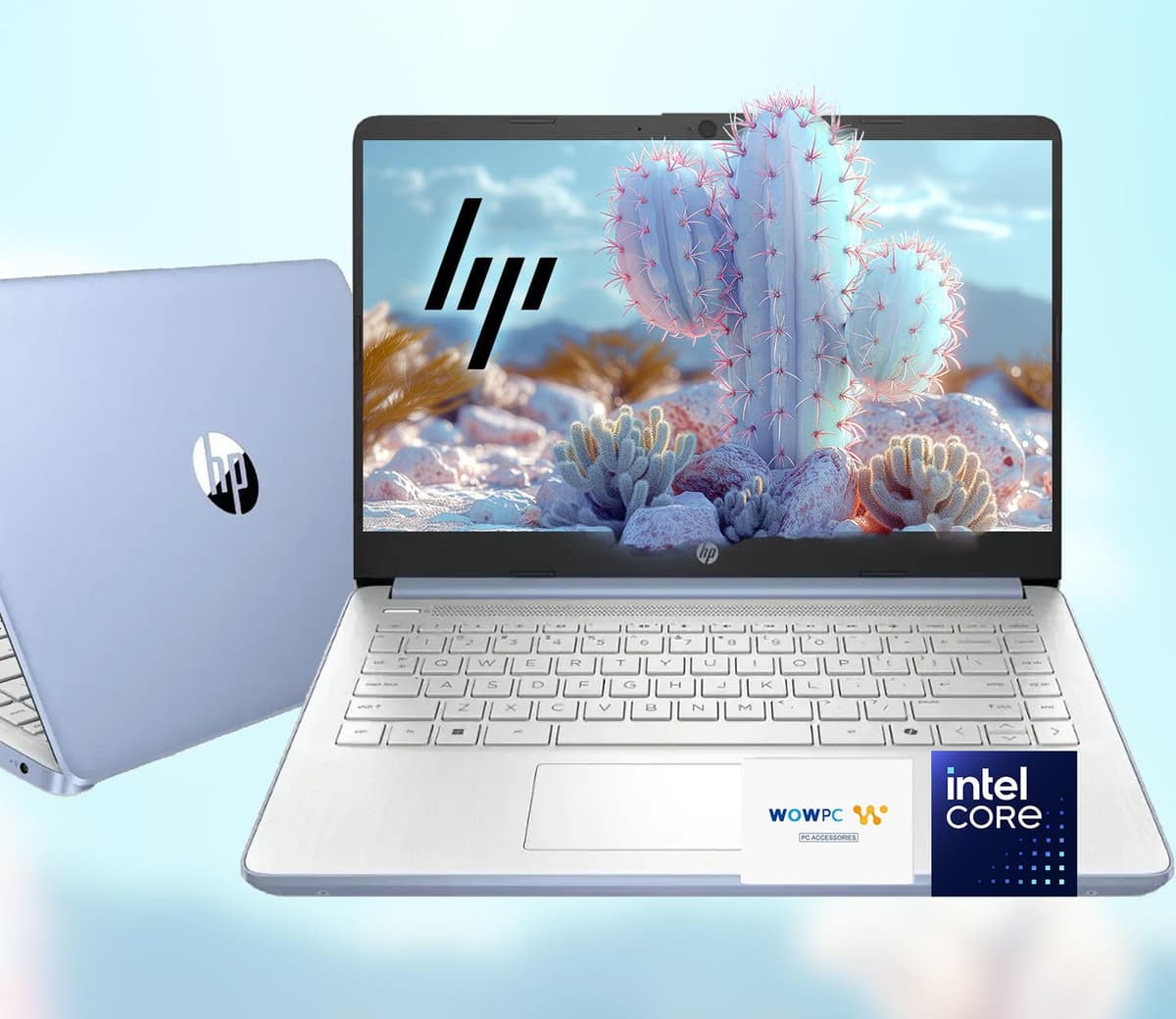 HP 14 Ultrabook • Intel 4 núcleos N150 • Microsoft 365 • Copilot AI • 32 GB RAM • 1.6 TB de almacenamiento (128 GB SSD + 512 GB portátil + 1 TB OneDrive) • Wi-Fi 6 • Batería 12 h • Azul • con paquete WOWPC • Windows 11