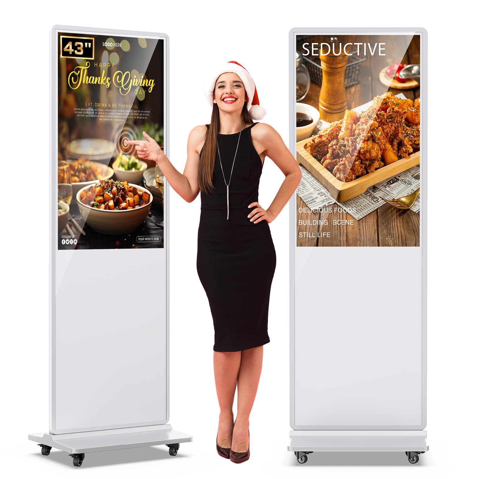 QIXZOCV MWE 43" Kiosco Publicitario Interactivo con Touchscreen y Android - Blanco QIXZOCV-2-W