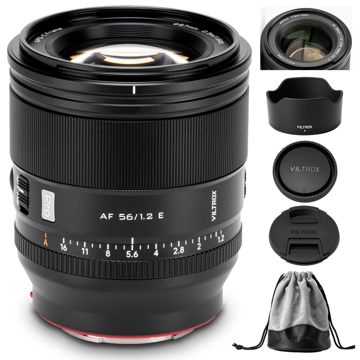 VILTROX 56 mm F1.2 Pro para montura E APS-C para Sony, objetivo prime de gran apertura AF 56 mm f/1.2 para montura E autofocus para ZV-E10 II FX30 A6700 A6600 A6500 A6400 A6300 A6100 A7 IV A7R IV ESUS-VT-00099