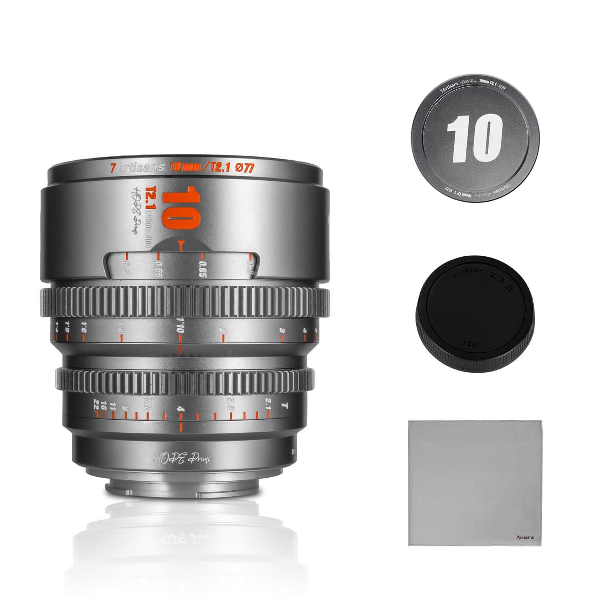 7artisans 10 mm T2.1 Hope Series Lente Cine Profesional Montura E para Cámaras Mirrorless Formato S35 Compatible con Sony E (C Frame) para Sony A6500/A6600/A6700/FX30/ZV-E10 (Gris Titanio) 10T21EG-FBA(New)
