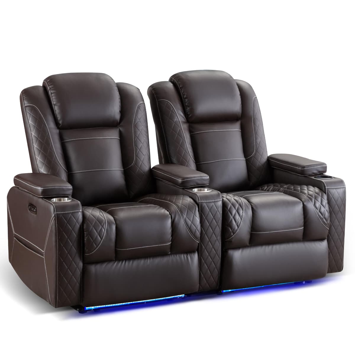 TUNYI Home Theater Recliner Chair - Power Recliner (Brown, 2 Seat) TUNYIHST02