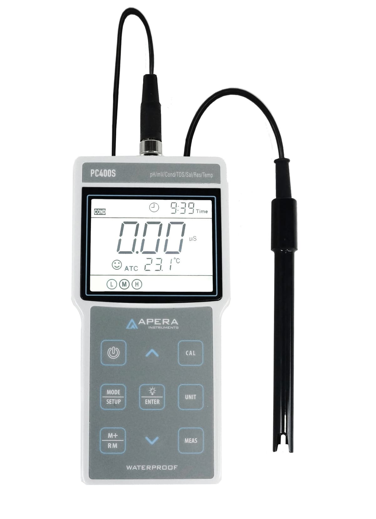 Apera AI423 PC400S Medidor Portátil Multiparámetro pH/EC/TDS/Salinidad/Resistividad - Kit con 6 Soluciones