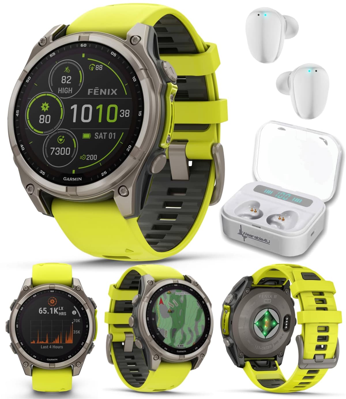 Garmin Fenix 8 47 mm Multisport GPS Smartwatch Solar Sapphire Titanium con Wearable4U White Earbuds TWS X7-1