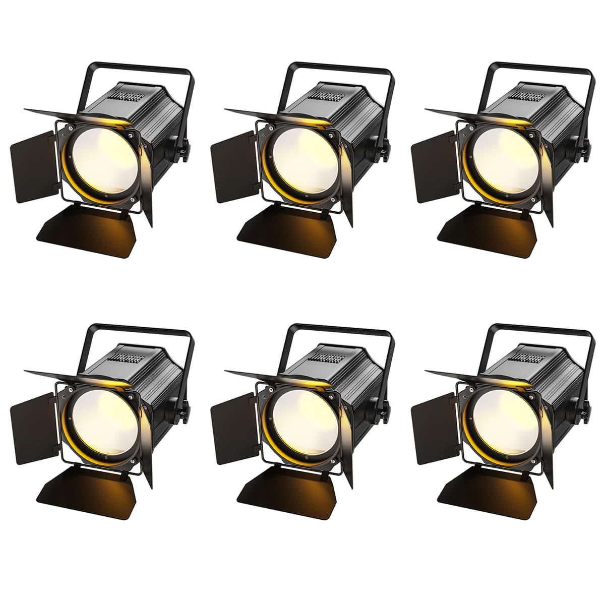 Sparklingtrack Stage Lights con Barn Doors, 200W COB LED Par Can Lights 2 en 1 Frío y Cálido, DMX512 Sound Activated, Pack 6 ZQ09012X6US