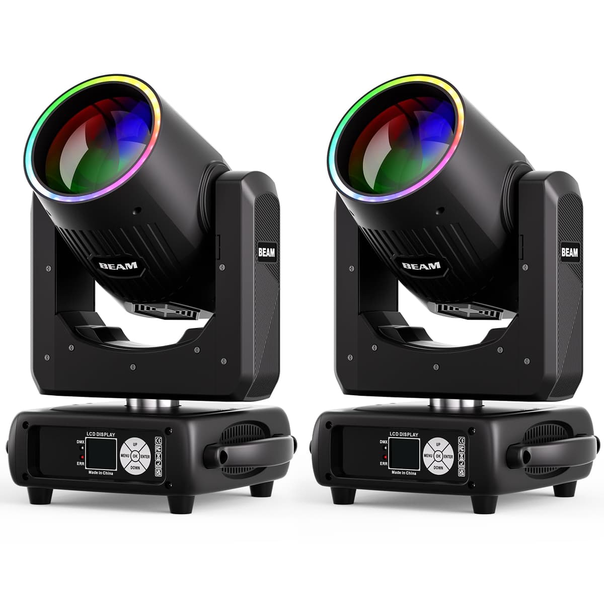 2-Pack Datewink Moving Head 295W, 14 Gobos, 13 Colores, Prisms/Frost/Rainbow, 2.3° Beam, DMX512 ZQ02821