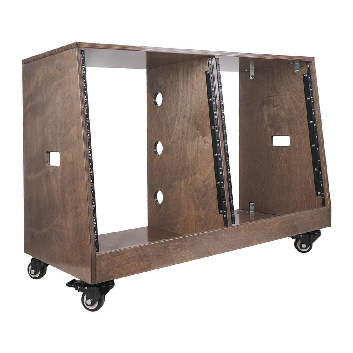 Sound Town SDRK-D12TB Rack de Estudio 2x12U Inclinable en Plywood Baltic Birch, Casters