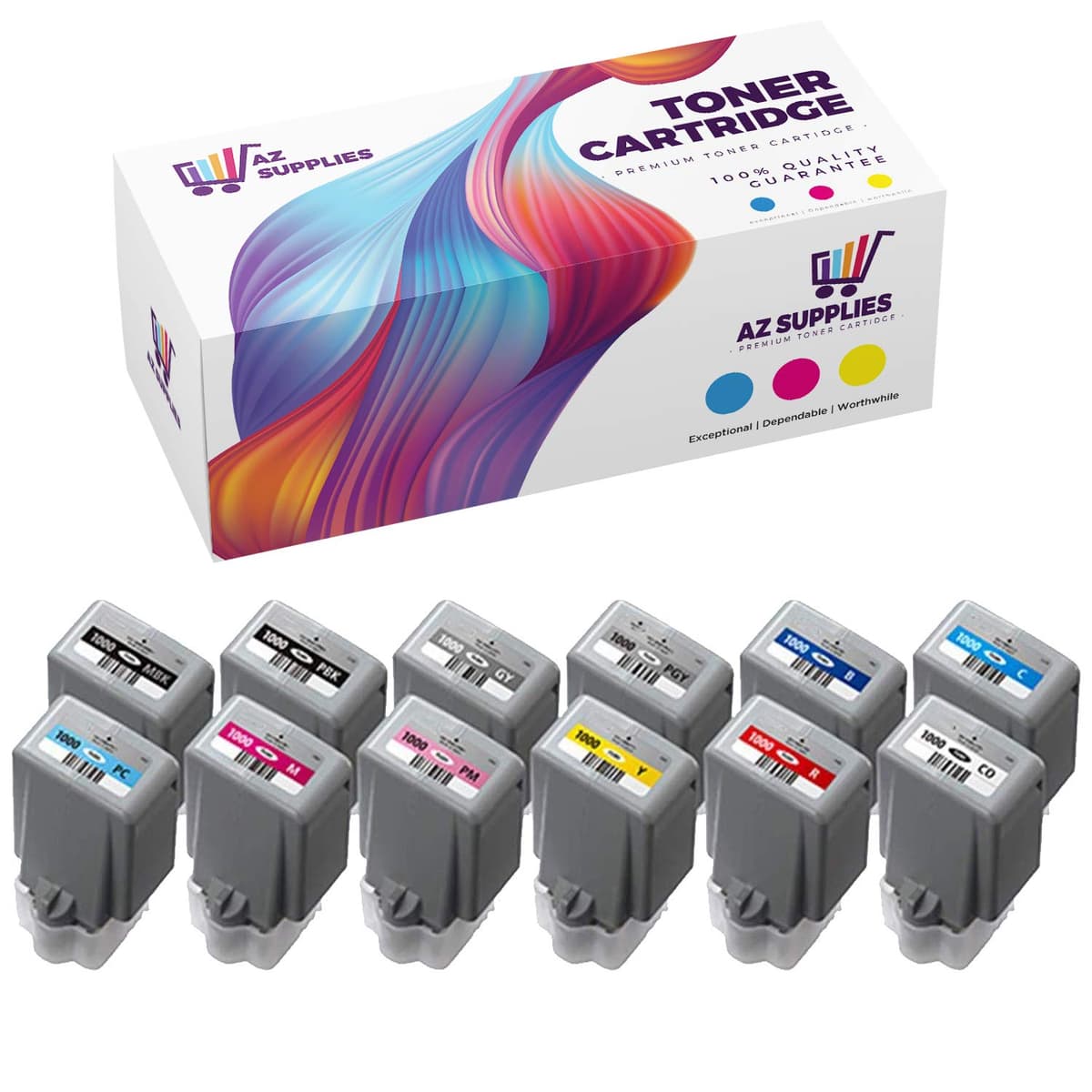 AZ SUPPLIES Juego de 12 Cartuchos de Tinta Compatibles Canon PFI-1000 (Set)