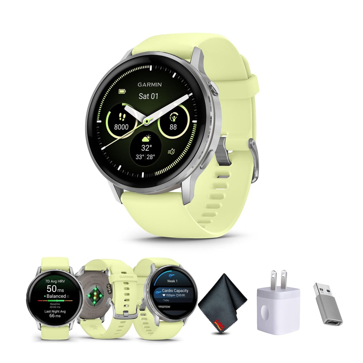 Garmin Venu 4 45mm - Smartwatch GPS y entrenador avanzado (Silver, correa Citron) 010-03014-02-AG2-1