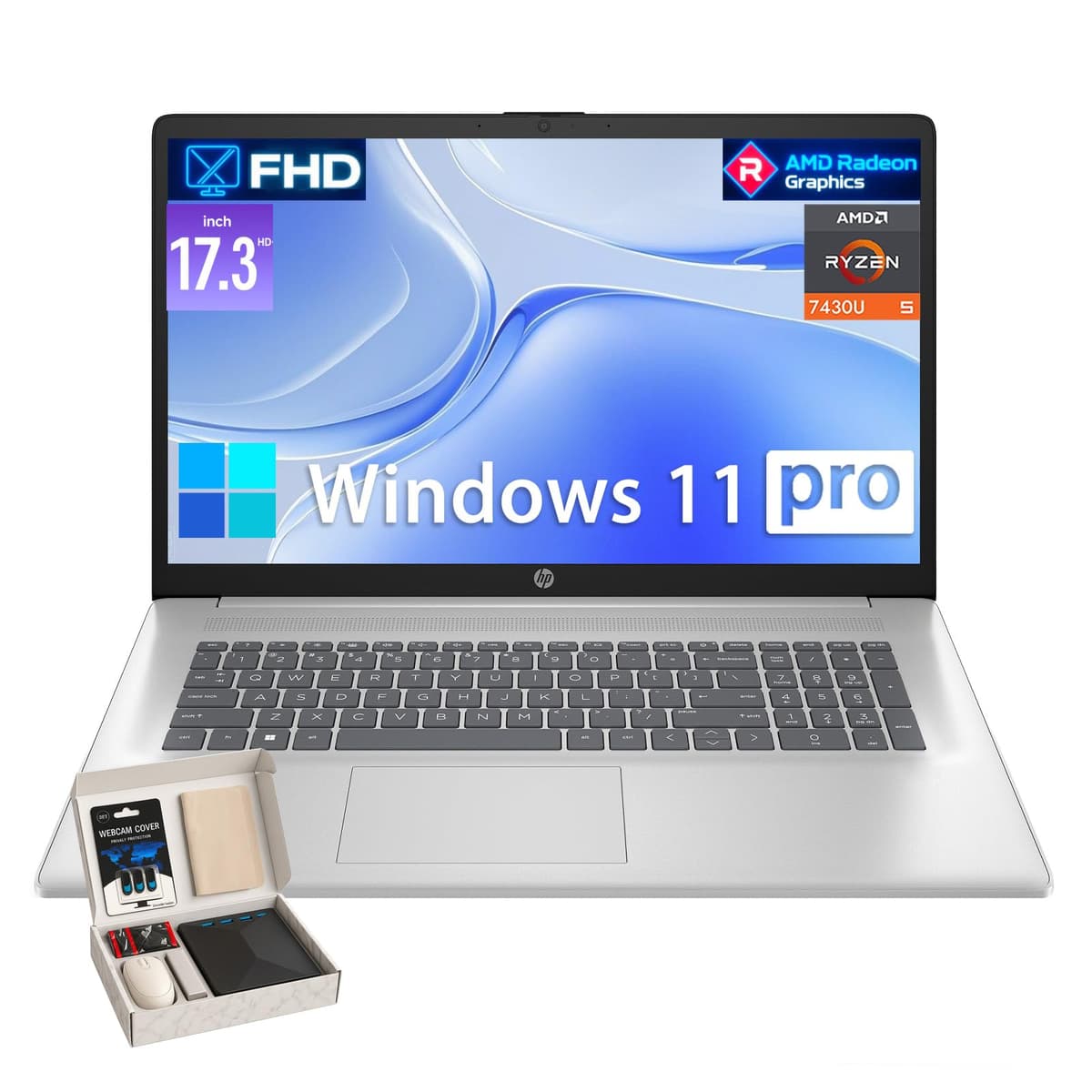 HP Flagship 17 Notebook Empresarial - AMD Ryzen 5 7430U, Pantalla IPS FHD de 17.3", Graficos AMD Radeon, Wi-Fi 6, Carga Rapida, 16GB RAM, 512GB SSD HP Laptop