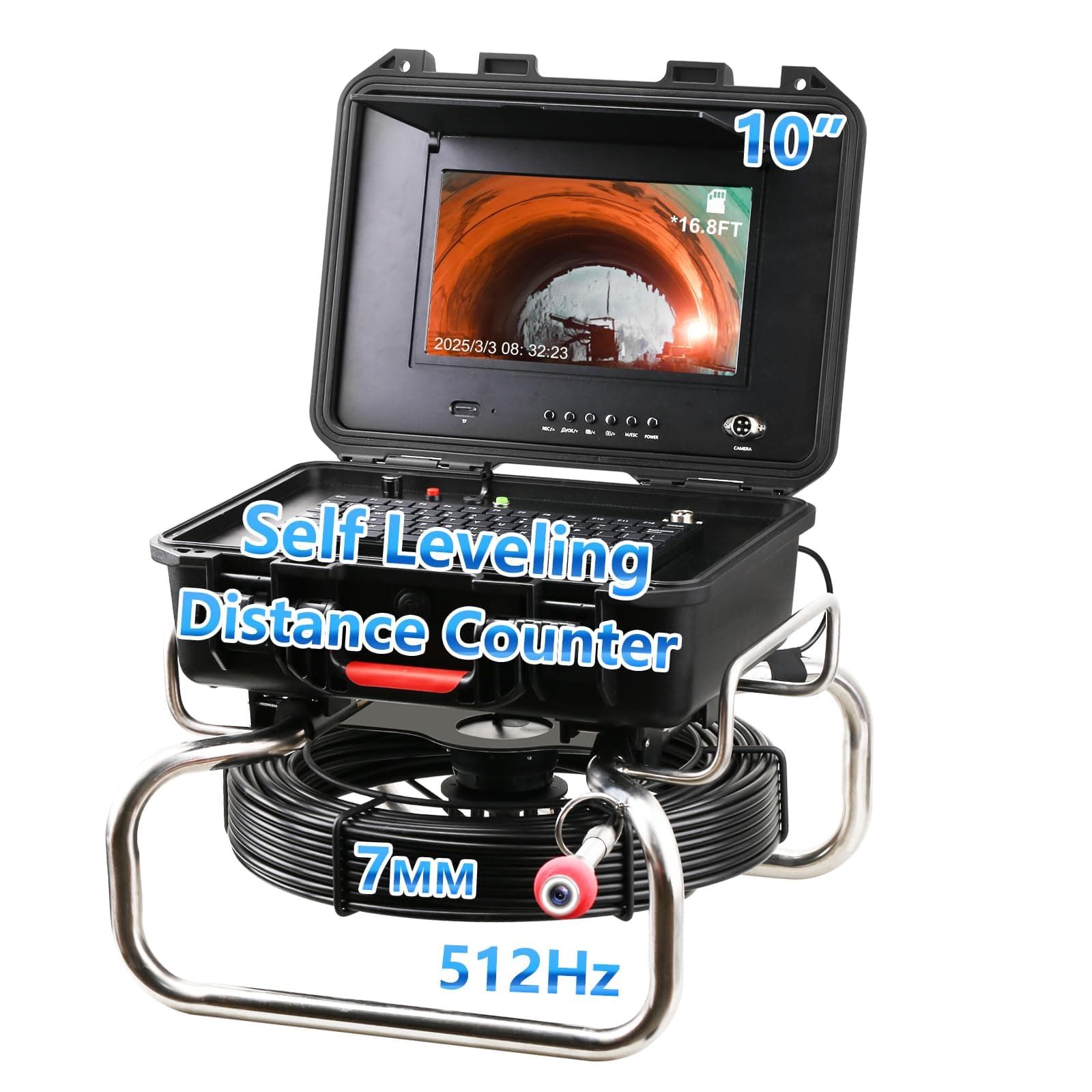 Gatebig Sewer Camera 100 FT / 30M Inspección con Transmisor 512Hz y DVR