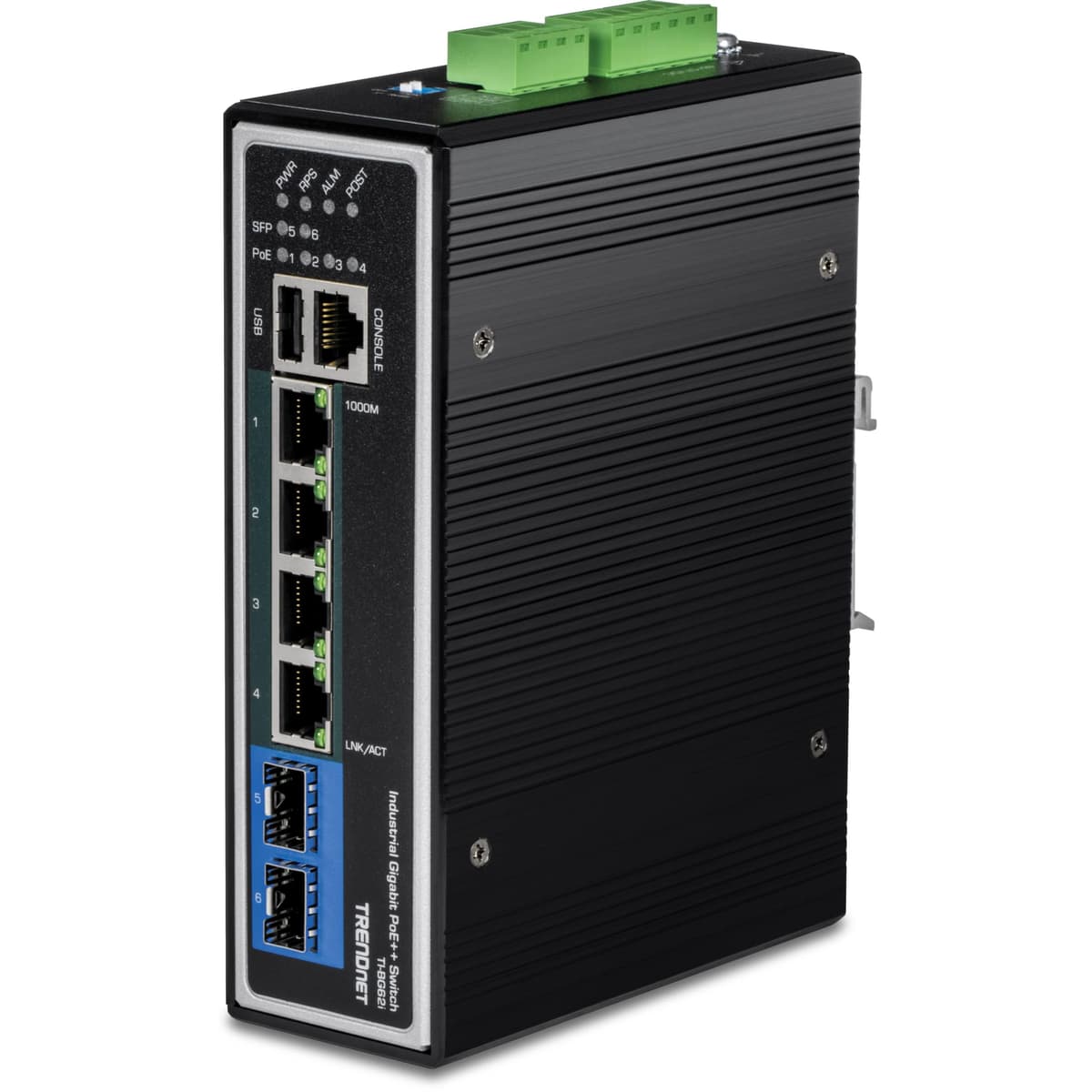 TRENDnet TI-BG62i Switch Industrial Gestionado L2+ 6 Puertos Gigabit PoE++ DIN-Rail