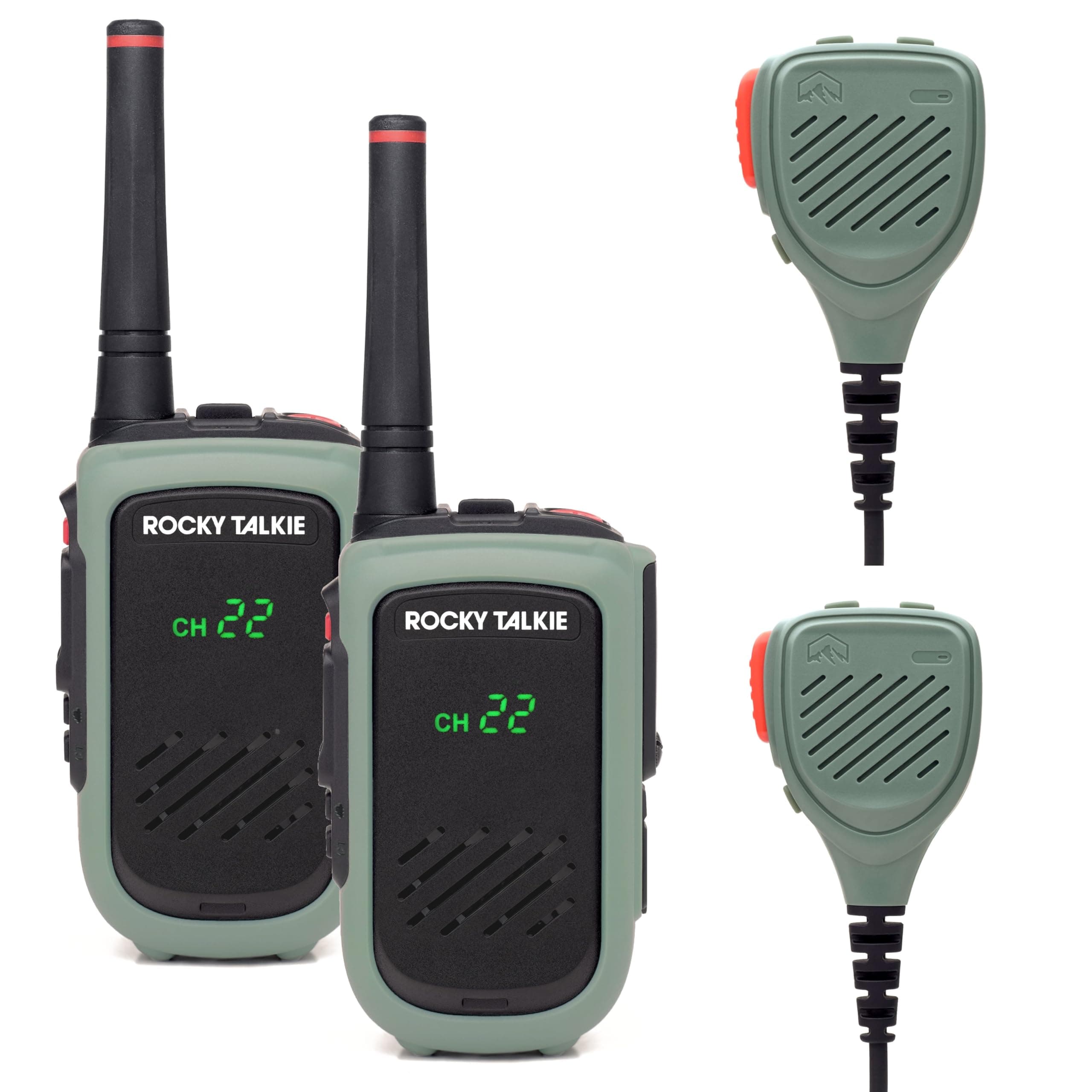Rocky Talkie Radio GMRS 5W con Micrófono Impermeable IP67 - 2 Pack Rocky Talkie 5 Watt GMRS Radio