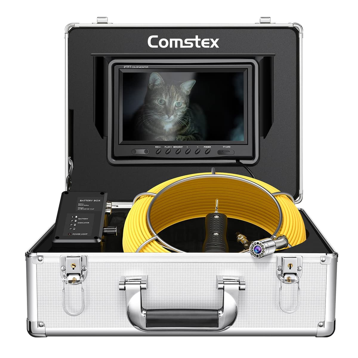 Comstex Cámara de inspección para alcantarillas 100 ft / 30 m con monitor LCD 9" y DVR Sliver-9inch 30m