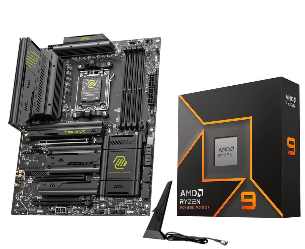 Micro Center Procesador AMD Ryzen 9 9900X con Placa Madre MSI MAG X870E Tomahawk WiFi ATX (DDR5, PCIe 5.0 x16, M.2 Gen5, Wi-Fi 7, LAN 5G) 9900XMAGX870ETMKWF