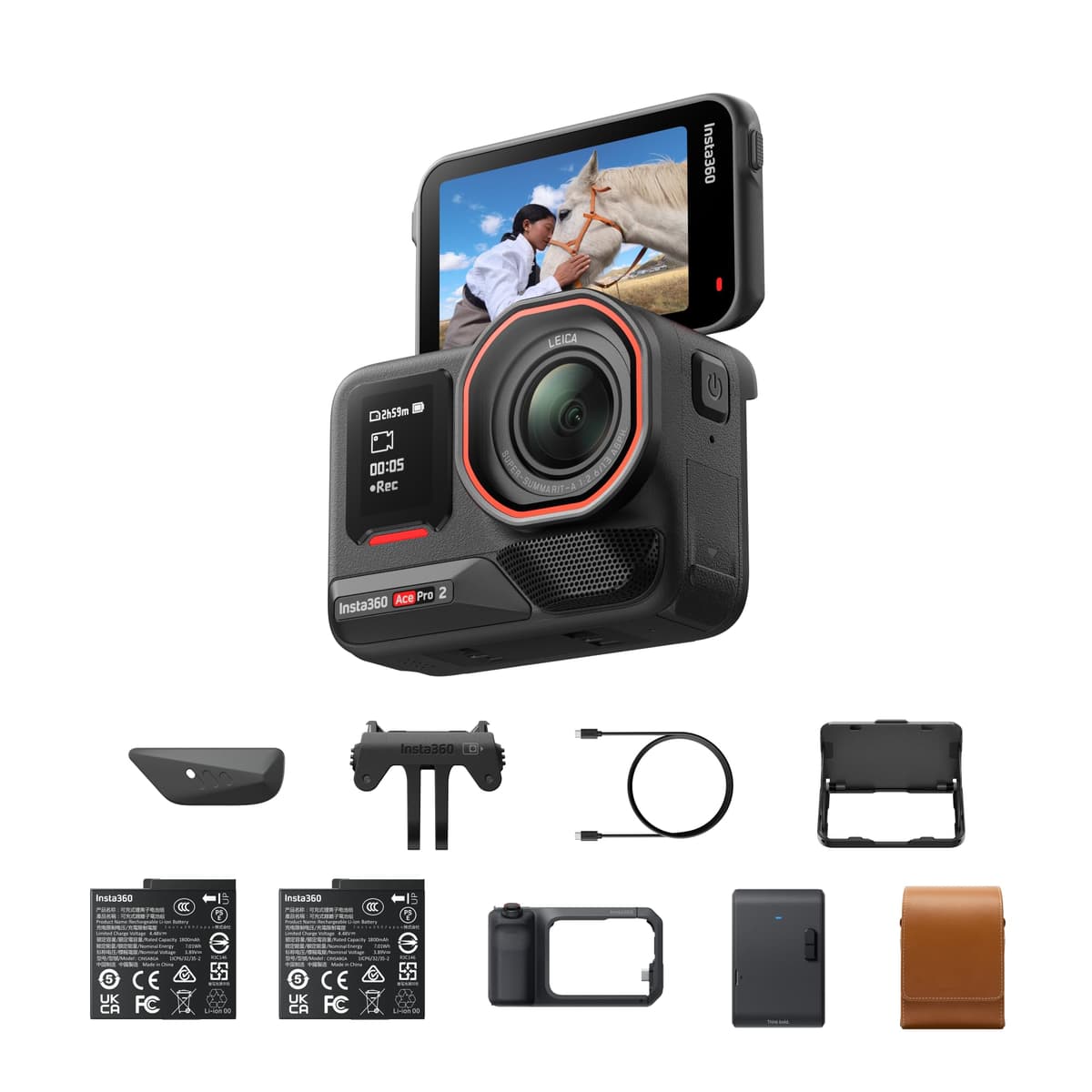 Insta360 Ace Pro 2 Flash Print Bundle - Cámara de Acción 8K Co-diseñada con Leica con Xplorer Grip Pro y Pocket Printer ACEPRO2162