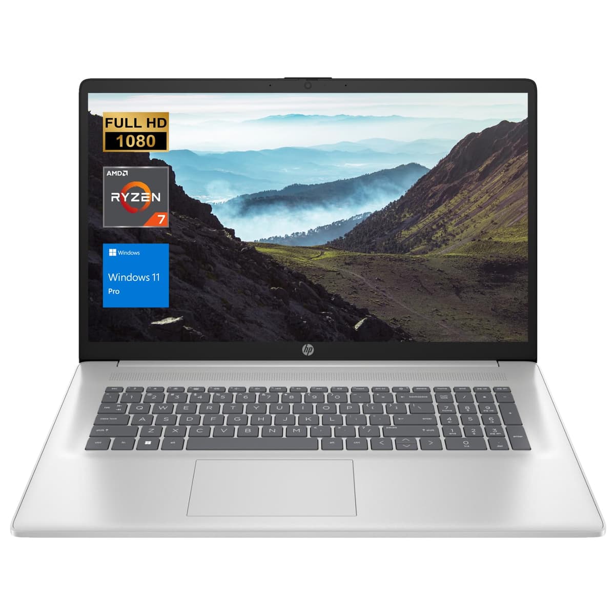 HP Essential 17.3" FHD portátil empresarial, AMD Ryzen 7 7730U, gráficos AMD Radeon, 32GB RAM, 1TB SSD PCIe, teclado numérico, teclado retroiluminado, webcam, Wi-Fi 6, HDMI, Windows 11 Pro, color plata TPN-I140