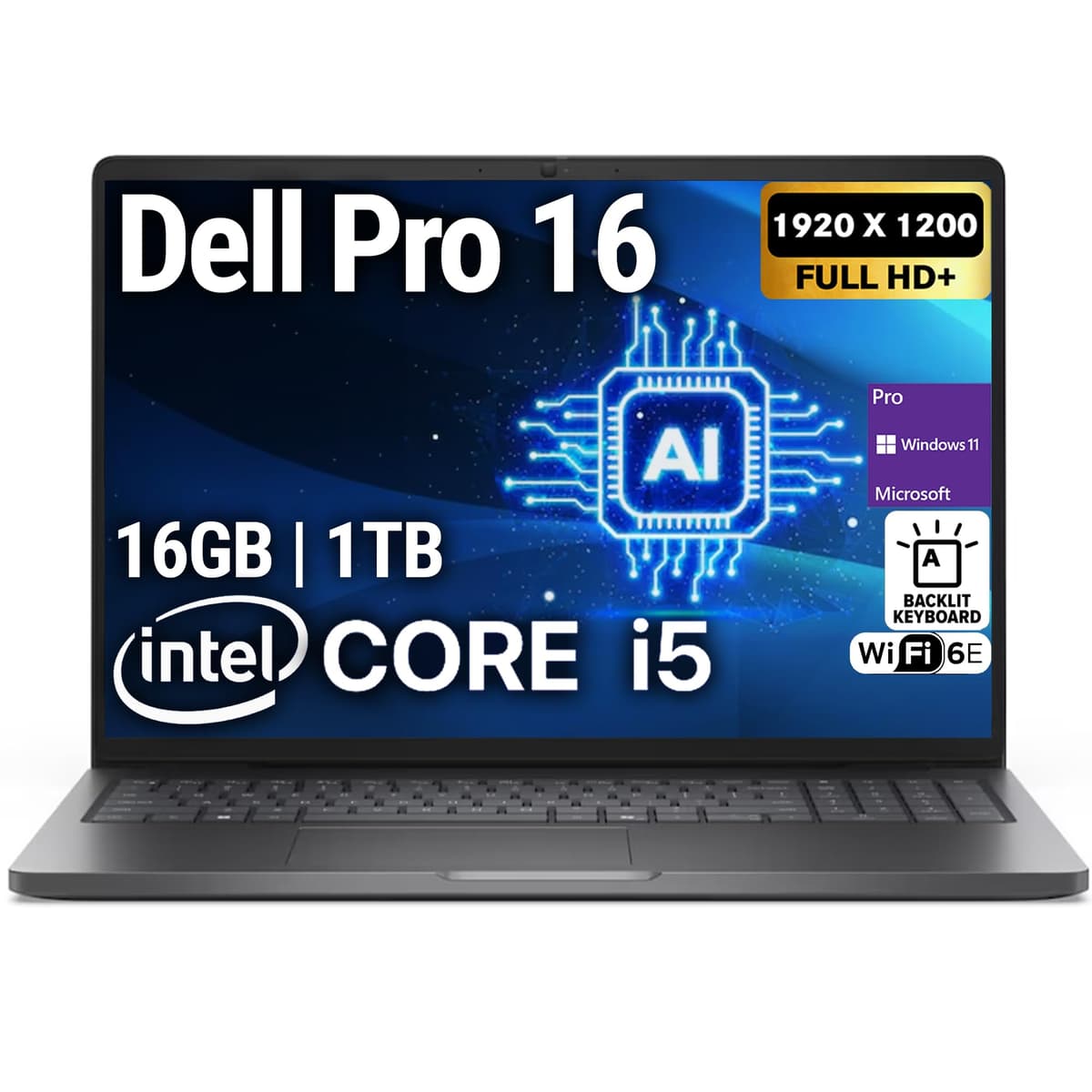 Oemgenuine Dell Pro 16 - Laptop 16" FHD+, Intel i5-120U, 16GB DDR5, 1TB SSD, Wi-Fi 6E, Windows 11 Pro Dell Pro 16 PC16250
